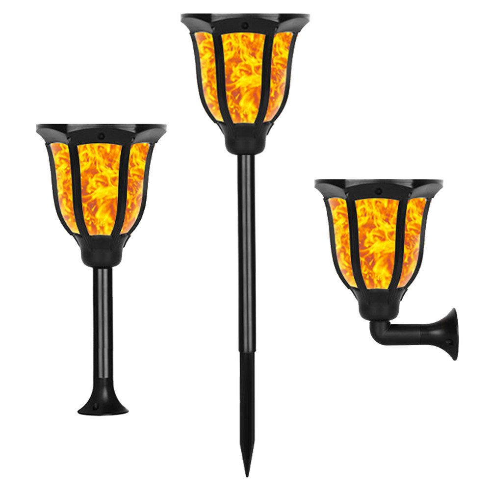 Solar Torch Light with Flickering Flame-Sunklly Waterproof Solar Post Lighting Landscape Decoration Solar Post Light for Garden Patio Yard Driveway (1 Pack)