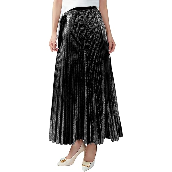 Eisnnu - Falda Midi De Satén Para Mujer, Forma De A, Talle Alto Con Elástico, 100% Poliéster, Para Oficina, Fiestas Y Eventos Elegantes