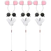 Liitrsh 12 Pcs Mouse Costume Accessories Set Mouse Headbands Round Sunglasses Folding Blind Cane White Gloves