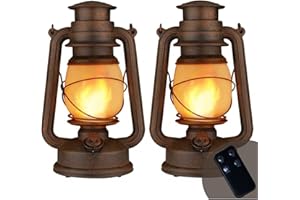 YINUO CANDLE LED Vintage Lantern Flickering Flame, Indoor/Outdoor Hanging Decorations Lanterns for Patio Waterproof, Remote Control, Timer, Christmas Decorative Lanterns Battery Powered for Terrace,Lawn,Fireplace