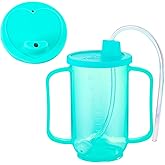 Sliner 1 Pcs Adult Sippy Cups With Long Straw For Elderly, 12 Oz Adaptive Spill Proof Cups With 2 Handles And Straw Lid For Adults Liquid Feeding Disabled Hospital Patients Convalescent