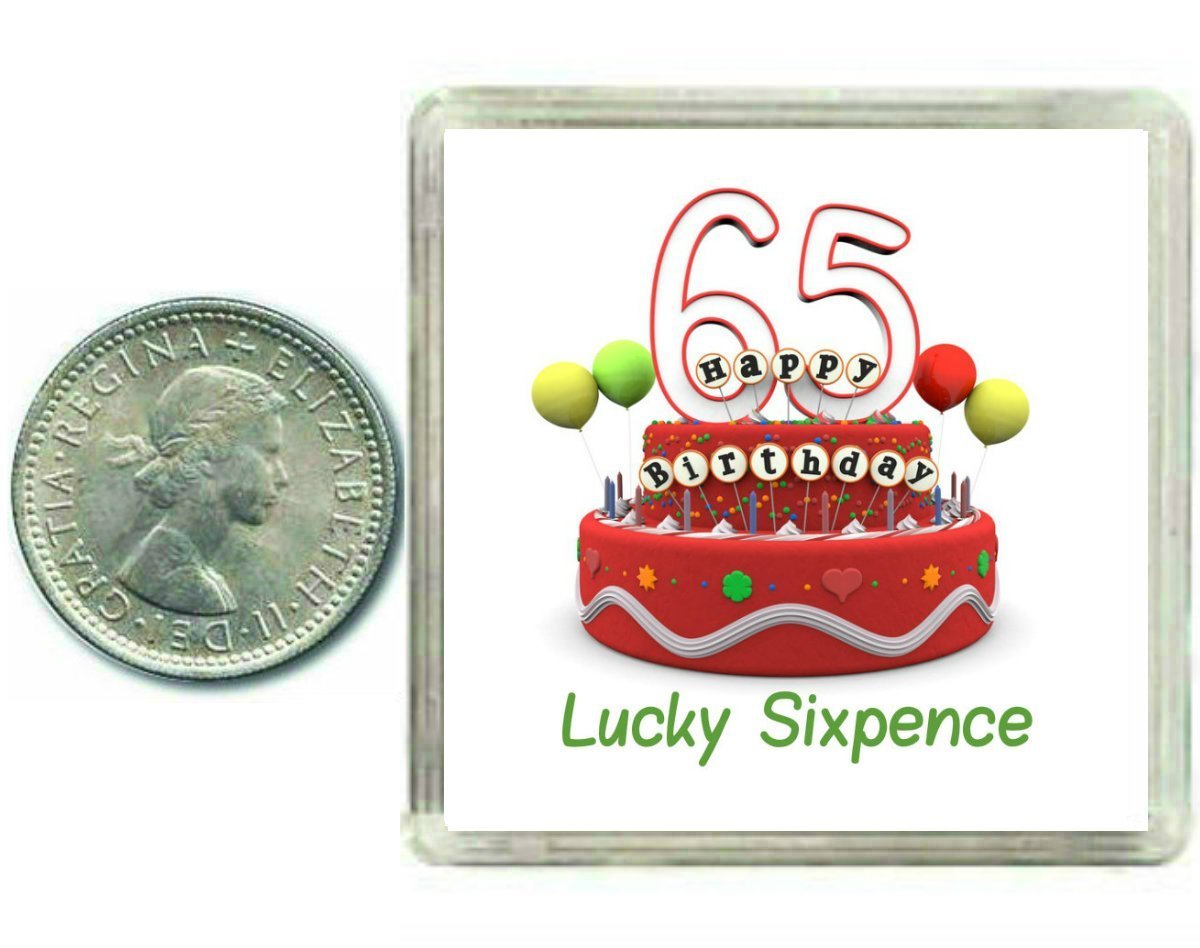 65th Birthday Lucky Sixpence. Great good luck present idea for man or woman