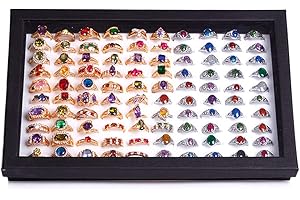ZLY Jewelry Rings Display Tray Velvet 100 Slot Case Box Jewelry Storage Box