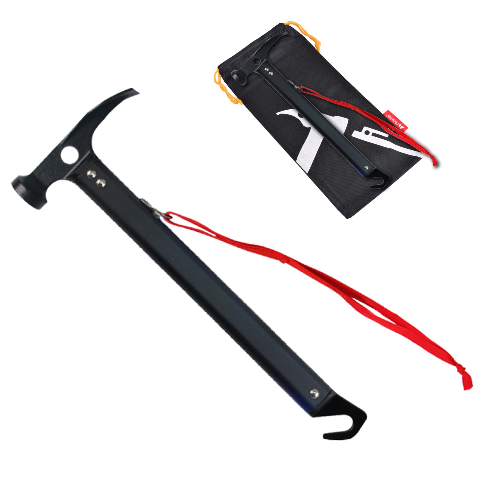 TRIWONDER Camping Hammer Tent Pegs Mallet Multifunctional Ground Pegs Puller Remover Aluminum Tent Stakes Hammer (Black)