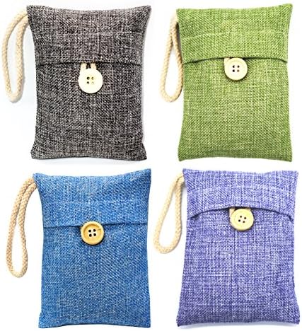 4 Pack - Bamboo Charcoal Air Purifier,Freshener, Deodorizer and Purifier Bags - 100% Natural &amp; Chemical Free Moisture, Odor Absorber, Odor Neutralizer &amp; Mold Removal Kit. For Home, Shoes, Car