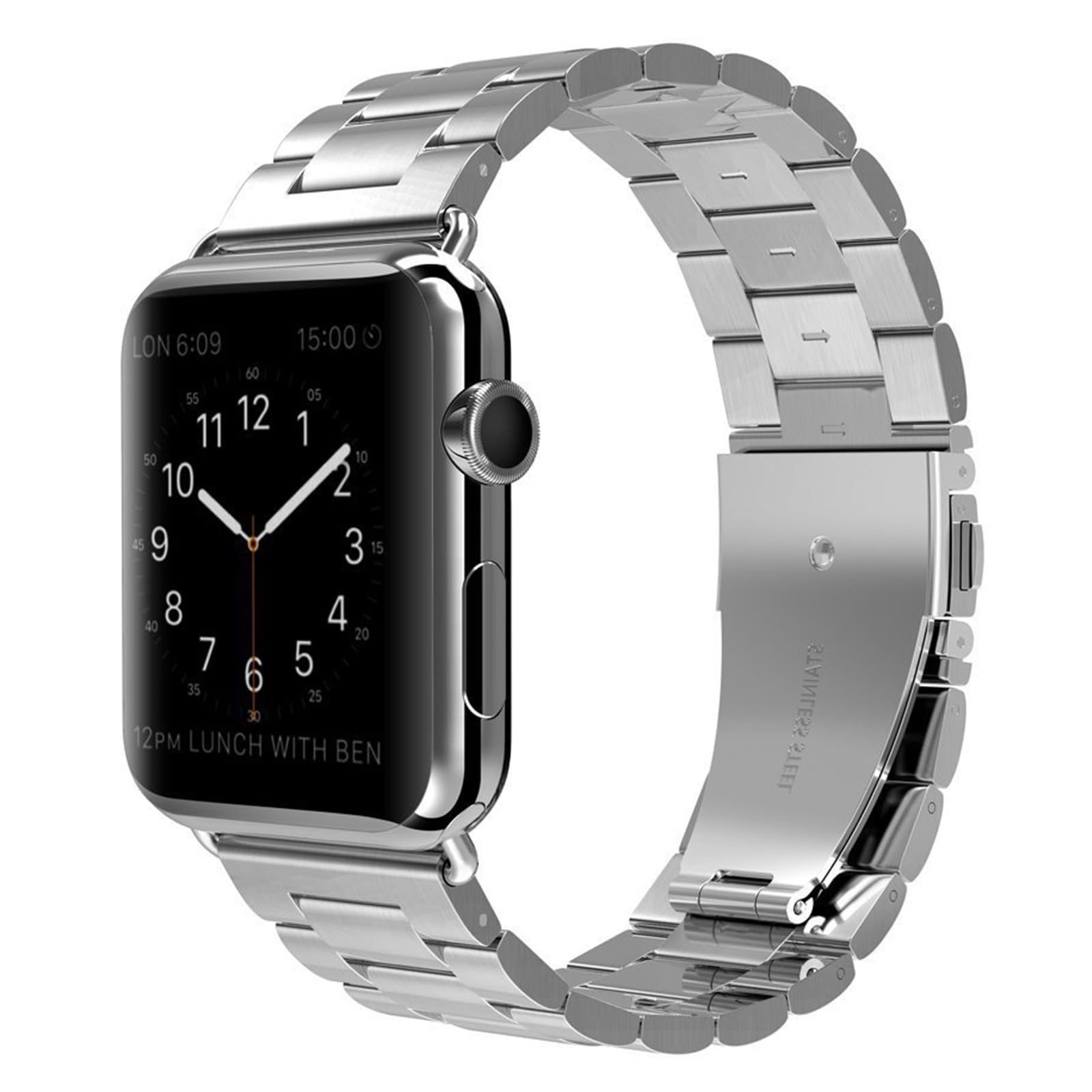 Stainless Steel Band Compatible with Apple Watch,Scratch/Water Resistant,Fits Series 10 All Series/Ultra 1/2/SE,Sizes 38/40/41/42/44/45/46/49mm,for Business Casual