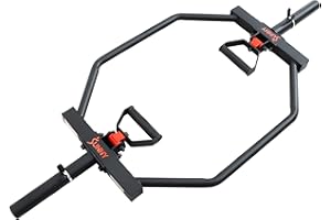 Sunny Health & Fitness Strength Training Olympic Hex Bar Barbell, High Load Capacity, Swivel Handles, Safety Clips, Knurled Handles for Deadlifts, Shoulder Presses, Shrugs, Back Rows, Weightlifting