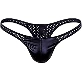 Ausing Men's Shiny Gold Foil Thong Low Rise Sexy Mesh Metallic Underwear Jockstrap G-String S-XL