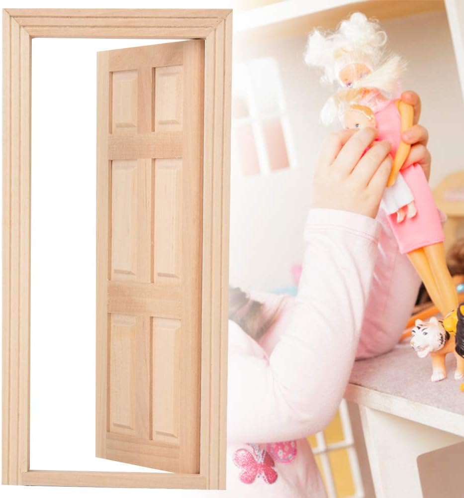 1:12 Doll House Furniture Model Door, Miniature Furniture Unpaint Wooden Door for Dolls DIY Dollhouse Furniture Accessories - Image 4