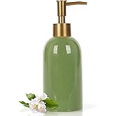 Natheeph 14OZ Ceramic Soap Dispenser Ceramic Soap Pump Dispenser Can Fill Liquid for Bathroom/Kitchen (Green)