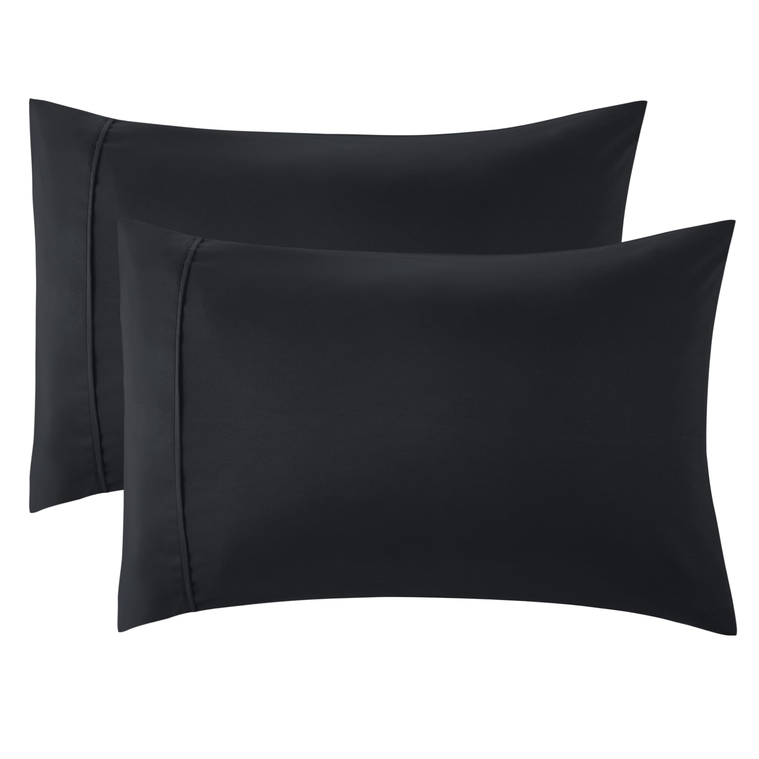 Bedsure Pillow Cases 2 Pack - Brushed Microfiber Pillowcases with Envelope Closure,50x75 cm Pillow Covers for Hair and Skin, Pillowcase Standard Size Set of 2, Gifts for Women, Black