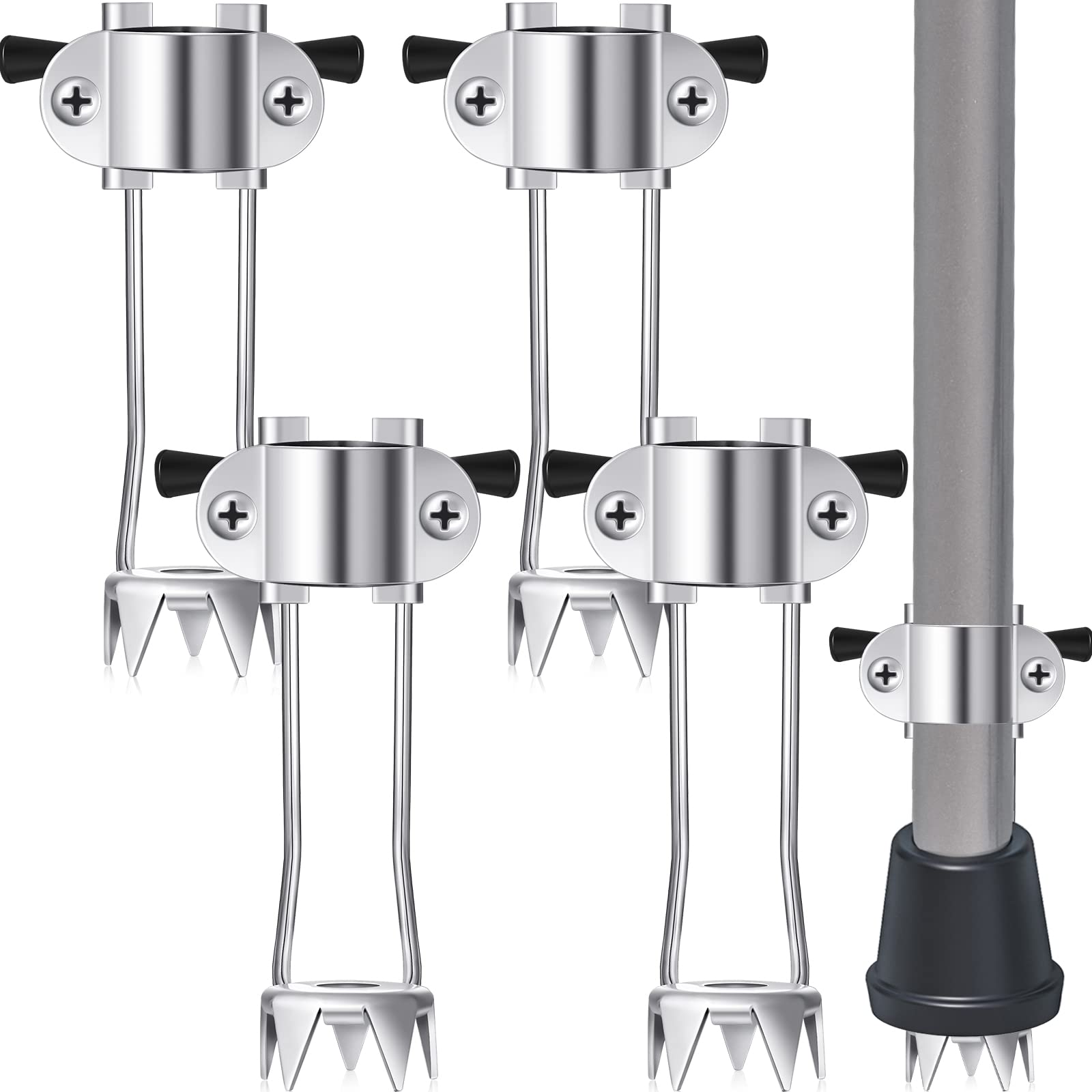 Photo 1 of 4 Pcs Cane Tips for Ice Retractable 5 Prong Hiking Attachment Replacement Grip Crutches Accessories Crutch Tips Accessories Cane Ice Attachments for Walking Sticks, Trekking Pole, Crutch(Black)