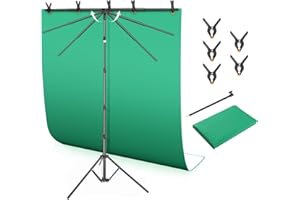 Banner Stand, 4.6ft x 6ft Adjustable Photo Backdrop Stand for Parties with 2 in 1 Green Screen Backdrop Kit for Photoshoot, Photography Video, Live Streaming (LOMTAP)