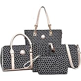 Women Handbag Set 6 Pcs PU Leather Tote Purse Set Multi-purpose Classic Shoulder Bag