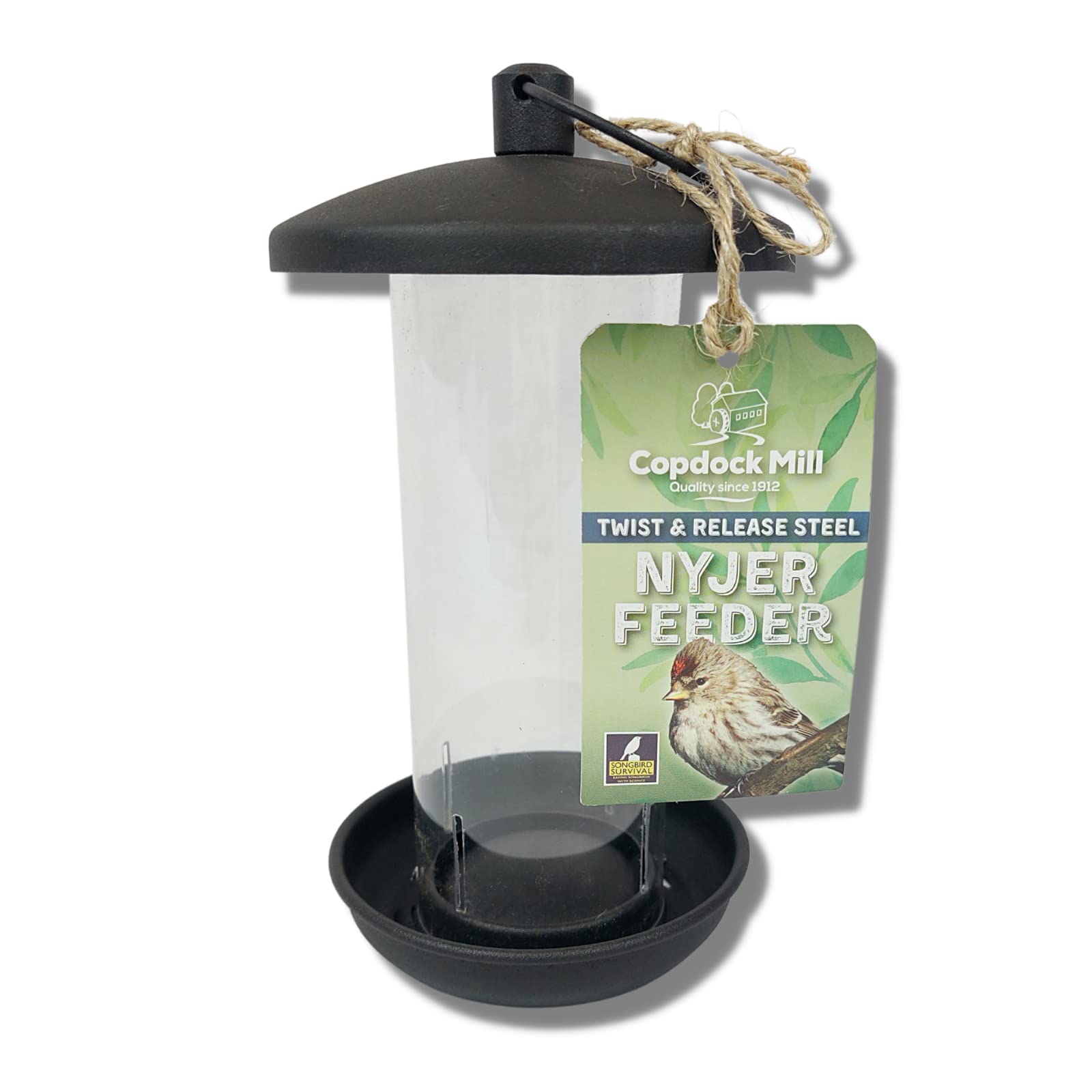 Copdock Mill Twist & Release Steel Nyjer Wild Bird Feeder – Hanging Small Bird Feeder Station – Feeders Suitable For Nyjer Seed Mix