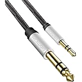 6.35mm 1/4" to 3.5mm 1/8" Male TRS Stereo Audio Cable with Alloy Housing and Nylon Braid for Smartphone, PC, Home Theater, Am