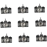 Uniquer 100 PCS Antique Silver Alloy Camera Charms,Mini Cute Metal Camera Shape Charms for Jewelry Making,DIY Bracelet Necklace Accessories