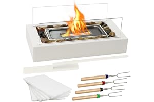 EAST FLAME Premium Quality Table Fire Pit - US Patent Design - Portable Smores Maker with Roasting Sticks, Gift for Movie Nights, Patio, Home Decor, Birthday Parties & Weddings Gift (Gel was not Included)