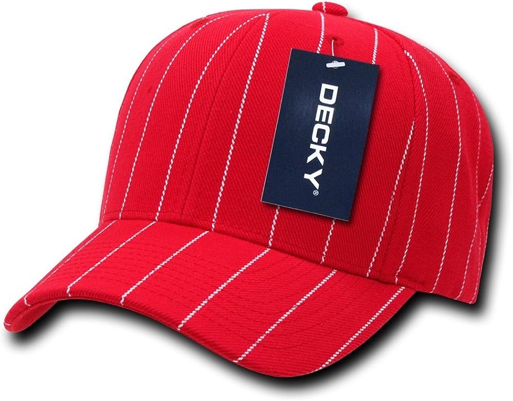 DECKY Pin Striped Adjustable Ball Cap, White: Clothing