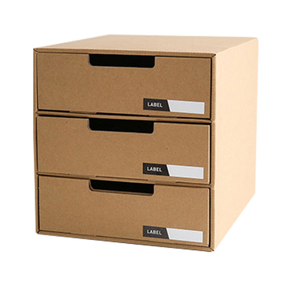 DIY 3Layer Kraft paper Drawer,Archive Filing Organiser Storage Sorter