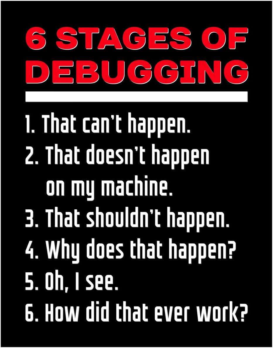 Photographs - Debugging Funny Computer Programmer Funny Awesome Art Print Decor - Computer Nerd Geek Humor - 11x14 Unframed Decorative Wall Art Photo Gift - Dorm, Apartment, Office Decor - Accessories Under $15