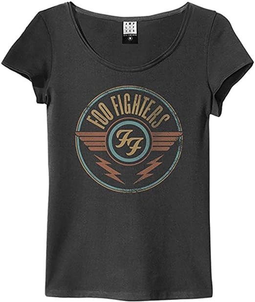 Amplified Foo Fighters FF Air Ladies Charcoal T Shirt (Large) Amazon.co.uk Clothing