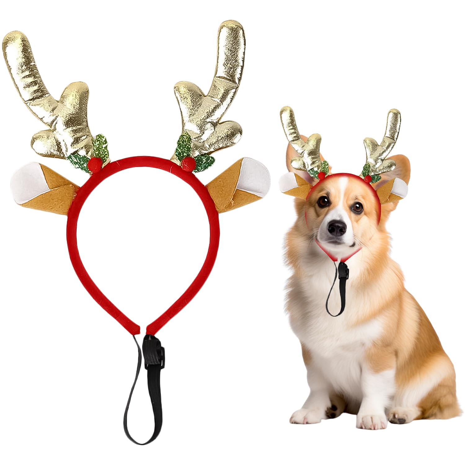 HIXNUG Christmas Reindeer Dog Headband Pet Puppy Deer Antler Headband Elk Headwear Dog Cat Costume Accessories