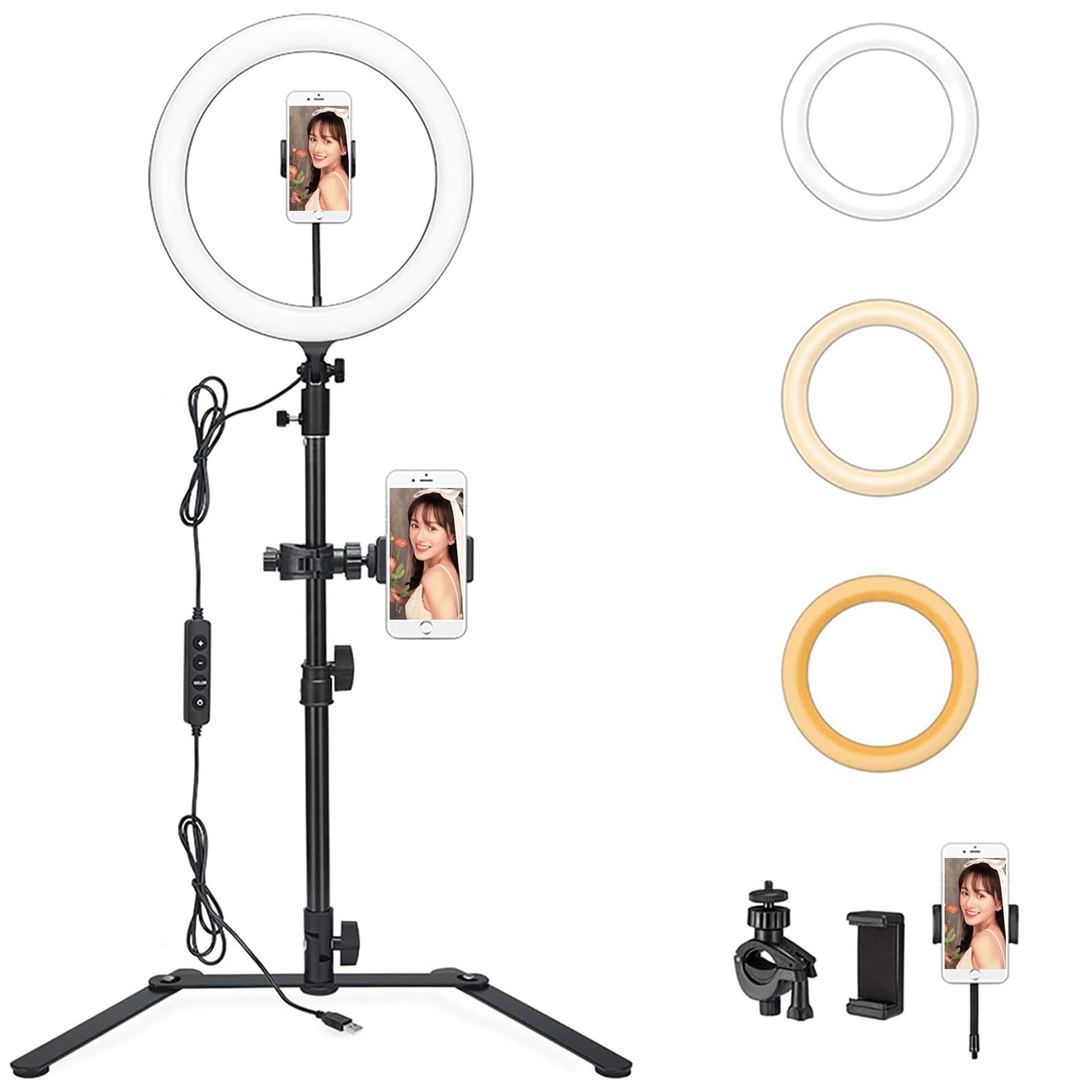 Godox LR120 12inches Ring Light with Desktop Stand, 3000K-6000K Bi-color Tik Tok Ring Light with Phone Holder, USB Powered, Dimmable Video Ring Lignt for Selfie Makeup Youtube Video Shooting (Black)