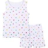 MHJY Toddler Girls Pajamas Sleeveless Pajamas for Kids Soft Tank Top & Shorts Girls Pajama Set