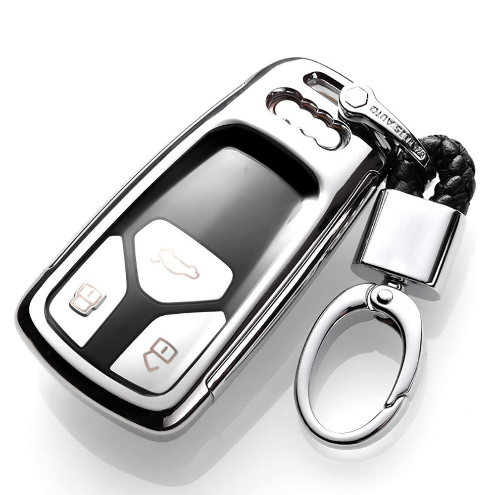 ontto for Audi Key Fob Case Remote Control Key Fob Holder Jacket Protection Key Shell Compatible with 2016 Audi Q7 A4L TT TTS Silver