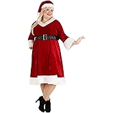 Plus Size Mrs. Claus Sweetie Costume Dress for Women, Red Santa Claus Christmas Dress Holiday Outfit & Hat