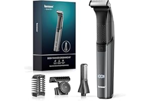KENSEN Body Hair Trimmer for Men - 6.0 Upgraded Mens Beard Trimmer, 2-in-1 Dual-Head Groin & Pubic Hair Trimmers for Privates IPX6 Waterproof Wet/Dry Use Rechargeable Body Shavers for Men Ball Shavers