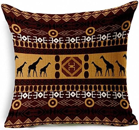 E-sunshine® Cotton Blend Linen Square Throw Pillow Cover Decorative Cushion Case Pillow Case 18 X 18 Inches / 45 X 45 cm, African National Wind Stripes (004)