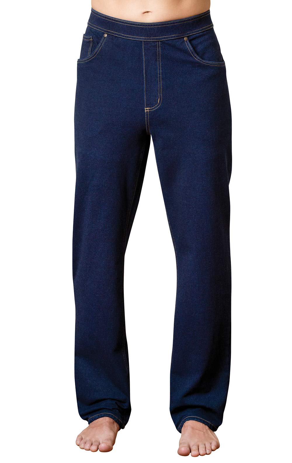 PajamaJeans Men’s Pull On Jeans – Elastic Waist Pants – Straight Leg Sweatpant Jeans, Indigo, MD