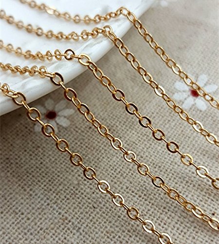 10ft gold plated solid brass cable chain- soldered clos…