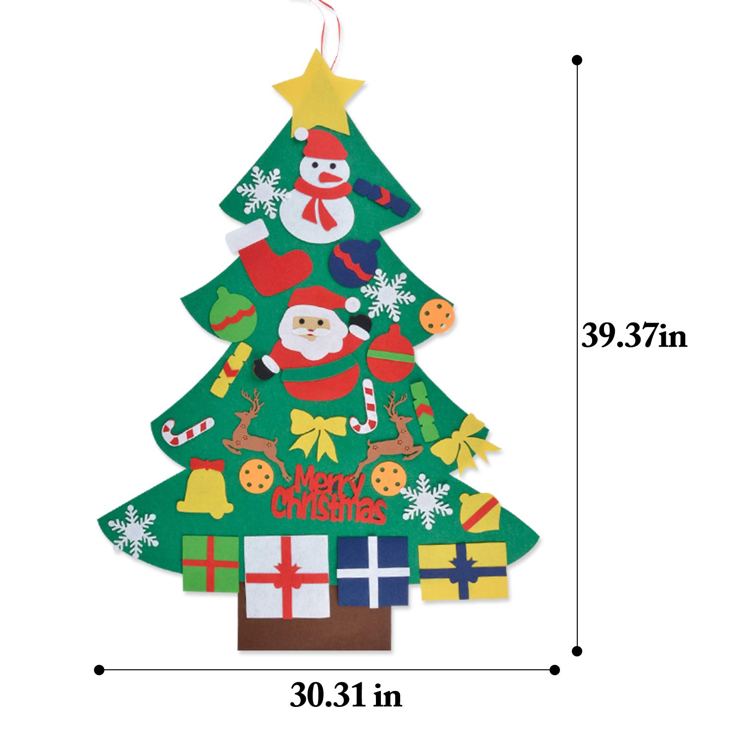 Aniwon Felt Christmas Tree, Xmas DIY Christmas Tree Door Wall Decoration with 30PCS Detachable Ornaments for Kids