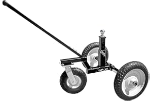 Tow Tuff Trailer Dolly w/ 16" Flat-Free Tires & 10" Swivel Caster Wheel, 1000 lb Capacity, Black - 21” to 33” Adjustable Height, Steel-Frame Construction, Powder-Coat Finish, Fits 2” Coupler