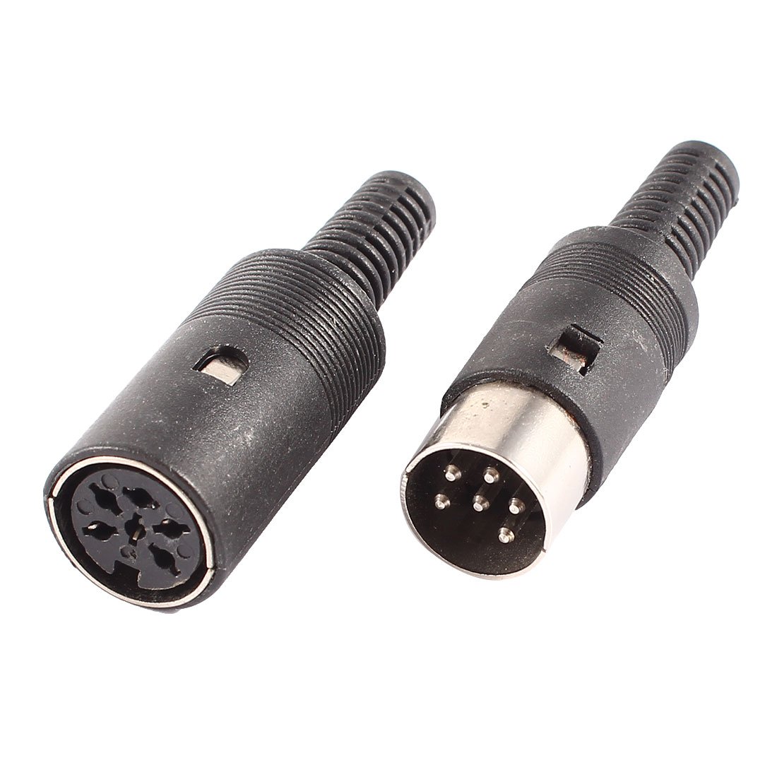 sourcing map Household DIN 6 Pin Female to Male Adapter Socket Audio AV Connector Pair Black
