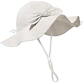Baby Girl Sun Hat Summer Foldable Beach Hats with UPF50+ Sun Protection Wide Brim Toddler Bucket Hat Cap