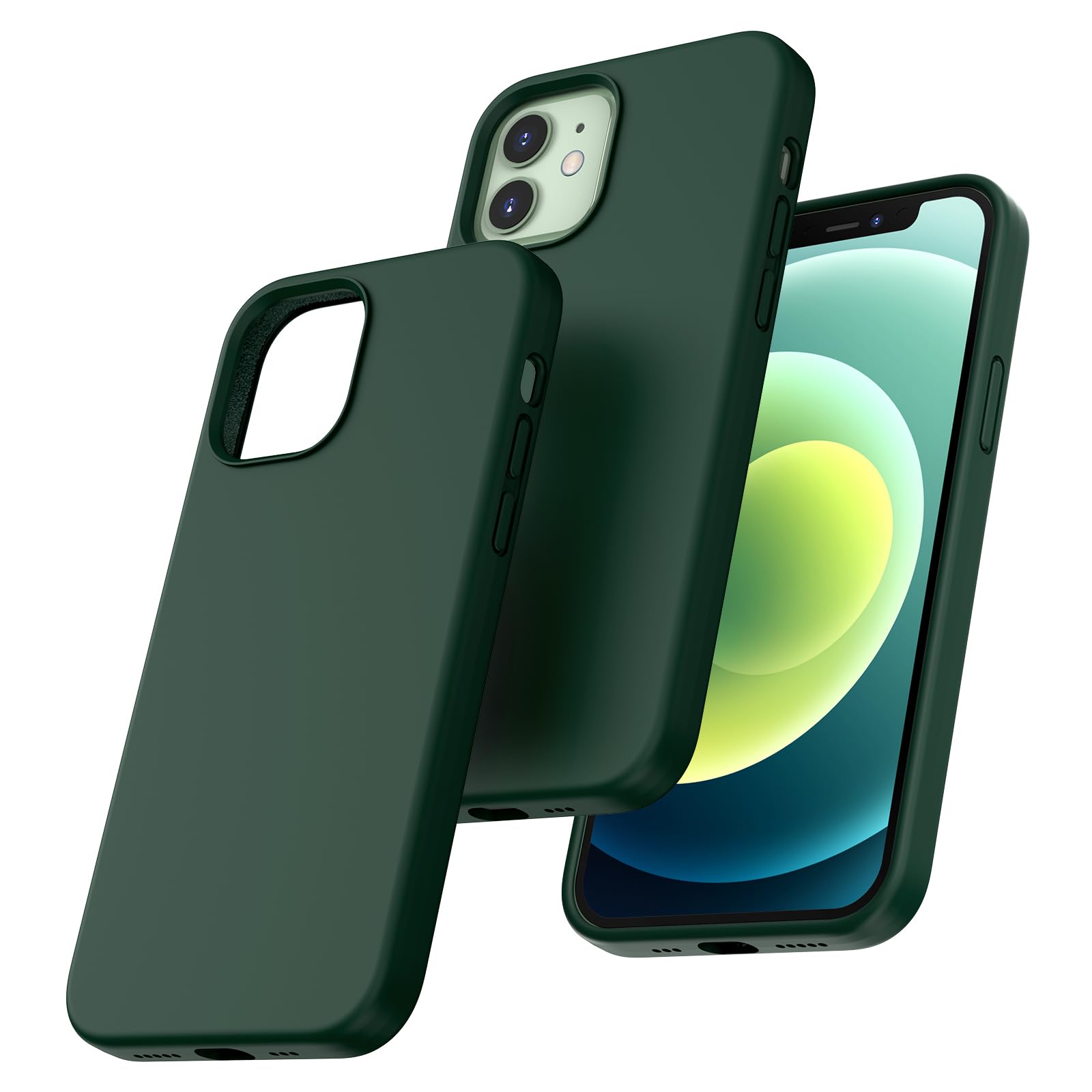 TOCOL Silicone for iPhone 12 Case 6.1-Inch, Liquid Silicone Multi-Color Slim Silky-Soft Touch Anti-Scratch Shockproof Protective Phone Cover, Gray
