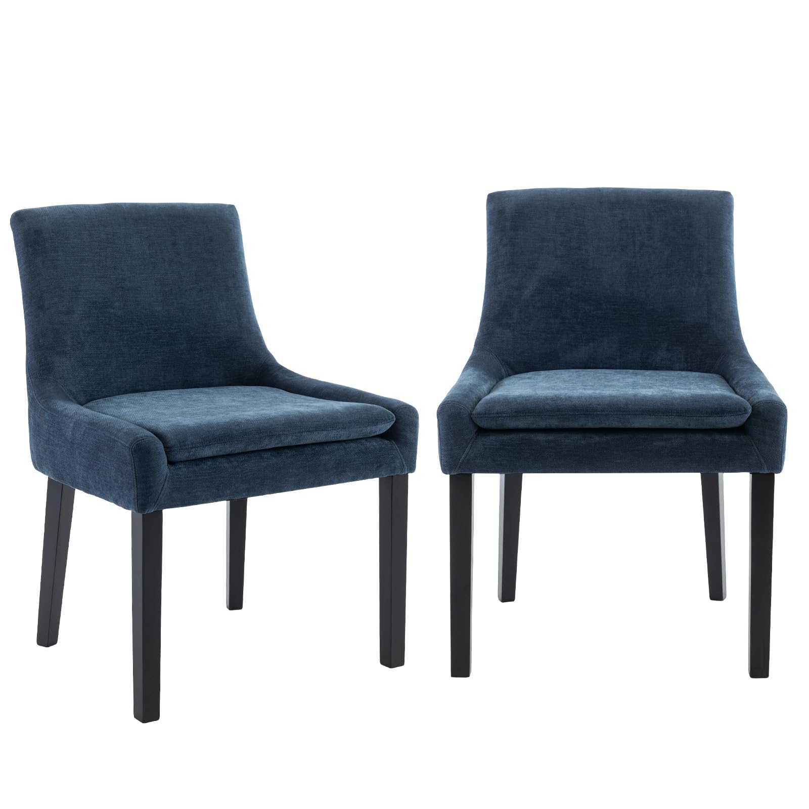 Photo 1 of ***CHAIR LEGS ASSEMBLE VERY LOOSE*** COLAMY Modern Dining Chairs Set of 2, Upholstered Corduroy Accent Side Leisure Chairs with Mid Back and Wood Legs for Living Room/Dining Room-Blue