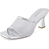 GRACESTRIDE Women's Mule Heels Chunky Kitten Heeled Sandals Mesh Slip On Square Toe Comfortable Casual Dress Pumps Shoes