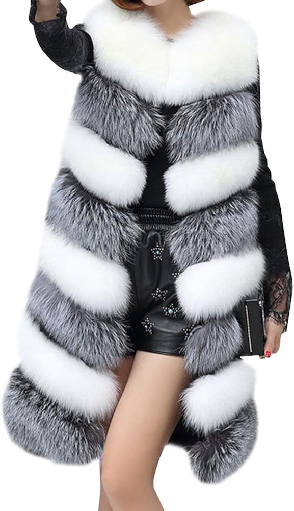 Gilet Donna Lunga Autunno Invernali Fashion Pelliccia Sintetica Eleganti Giacche Sleeveless