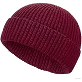 Wool Fisherman Beanies for Men Women, Short Knit Fall Winter Warm Beanie, Watch Cap, Cuffed Trawler Hats, Skull Caps