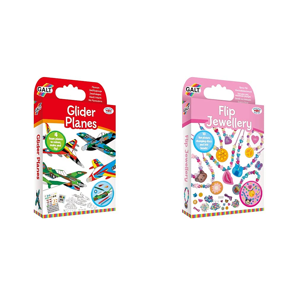 Galt Toys, Glider Planes, Craft Kit for Kids, Ages 5 Years Plus & Toys, Flip Jewellery, Craft Kit for Kids, Ages 5 Years Plus