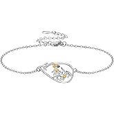 AXOMY Daffodil Bracelet 925 Sterling Silver Flower Teardrop Bracelets Floral Daffodil Jewelry Gift for Women