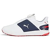 PUMA Golf Men's Ignite Elevate DISC Golf Shoe, Puma White-Puma Silver-Puma Navy, 15