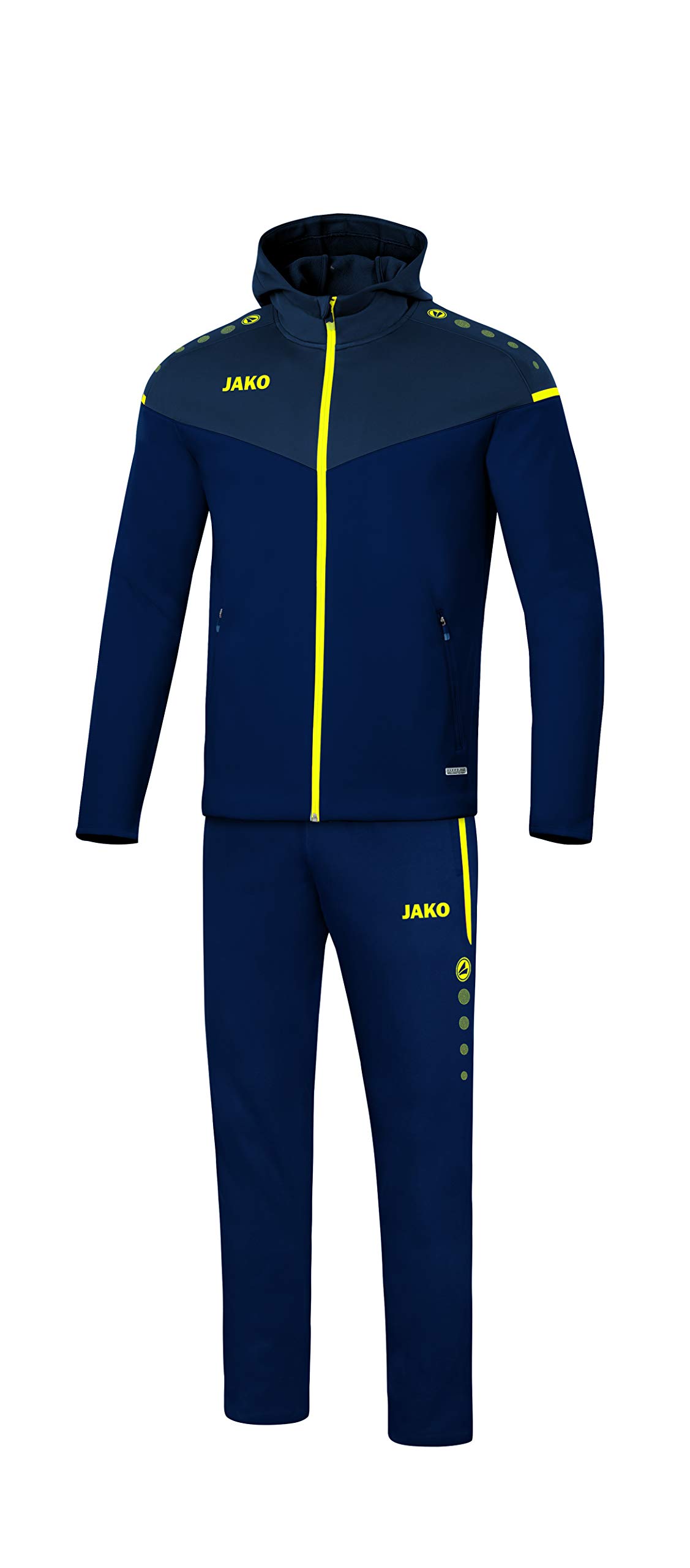 JAKO Champ 2.0 M9620 Men's Tracksuit with Hood, Navy/Dark Blue/Neon Yellow, 4XL — image 1