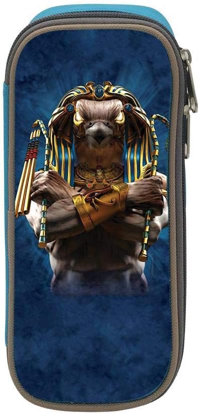 Horus Pencil case Pen Bag Makeup Pouch Student Large Capacity Zipper Multifunction Blue