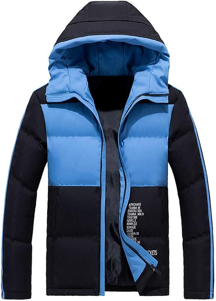 men's color block hooded ski coat